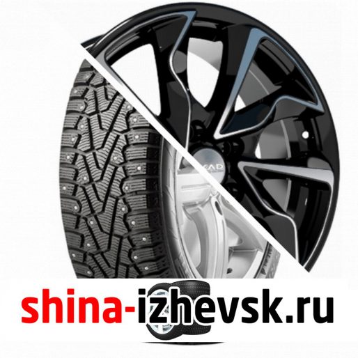 Колесо в сборе Pirelli Winter Ice Zero 225/65 R17 T 106 + СКАД Marseille 7xR17 5×114.3 ET39 DIA60.1 Черный глянцевый с полированной лицевой поверхностью в Ижевске